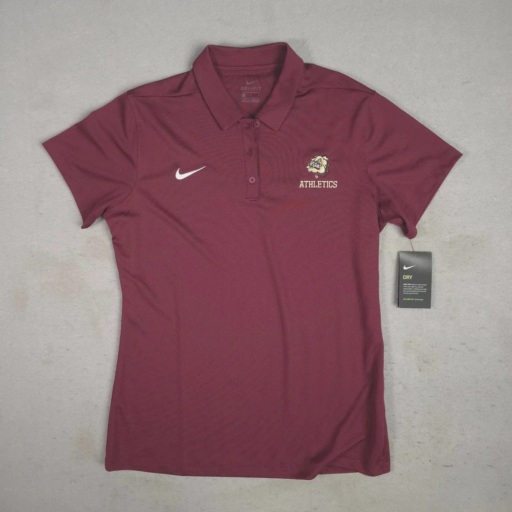 Nike Dri-FIT Womens Maroon Bulldogs Athletics Polo Shirt 908426-669 Size L NEW